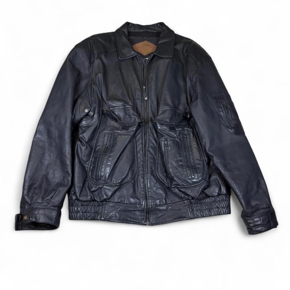 Weekends Leather Jacket Mens 2XLT Black Genuine Leather Bomber Vintage